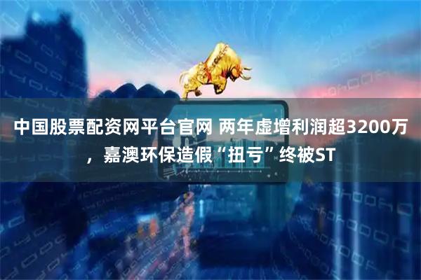 中国股票配资网平台官网 两年虚增利润超3200万，嘉澳环保造假“扭亏”终被ST